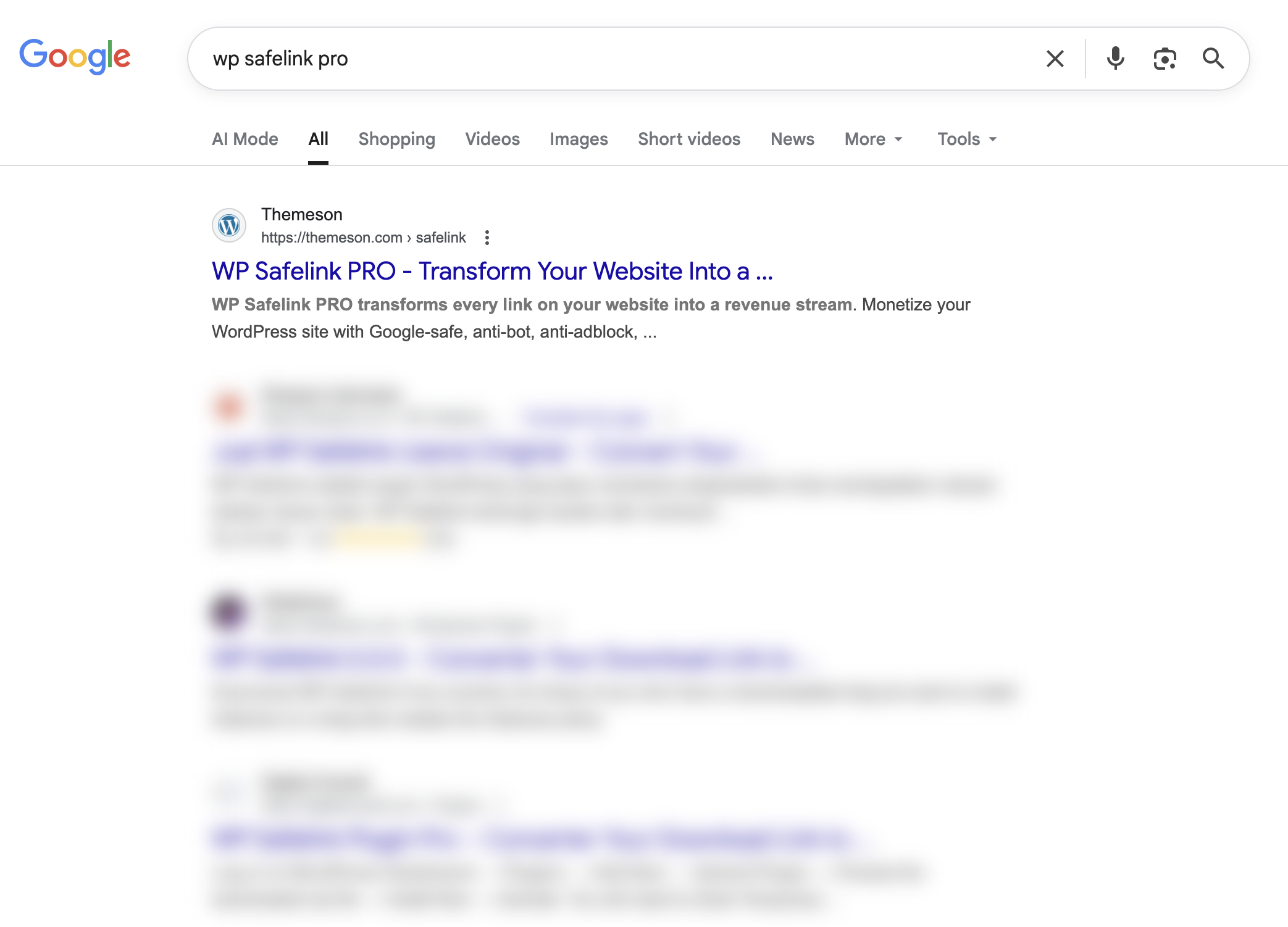 A Google results page with this site\'s result highlighted